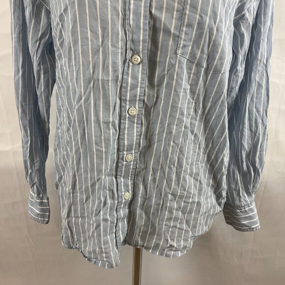 Marine Layer Blouse XS Blue White Stripe Button Front Long Sleeve - Picture 5 of 12